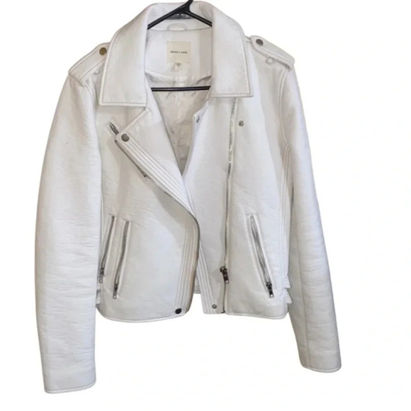 Anthropologie Silence + Noise Cream Faux Leather Jacket Size Large - Picture 3 of 13